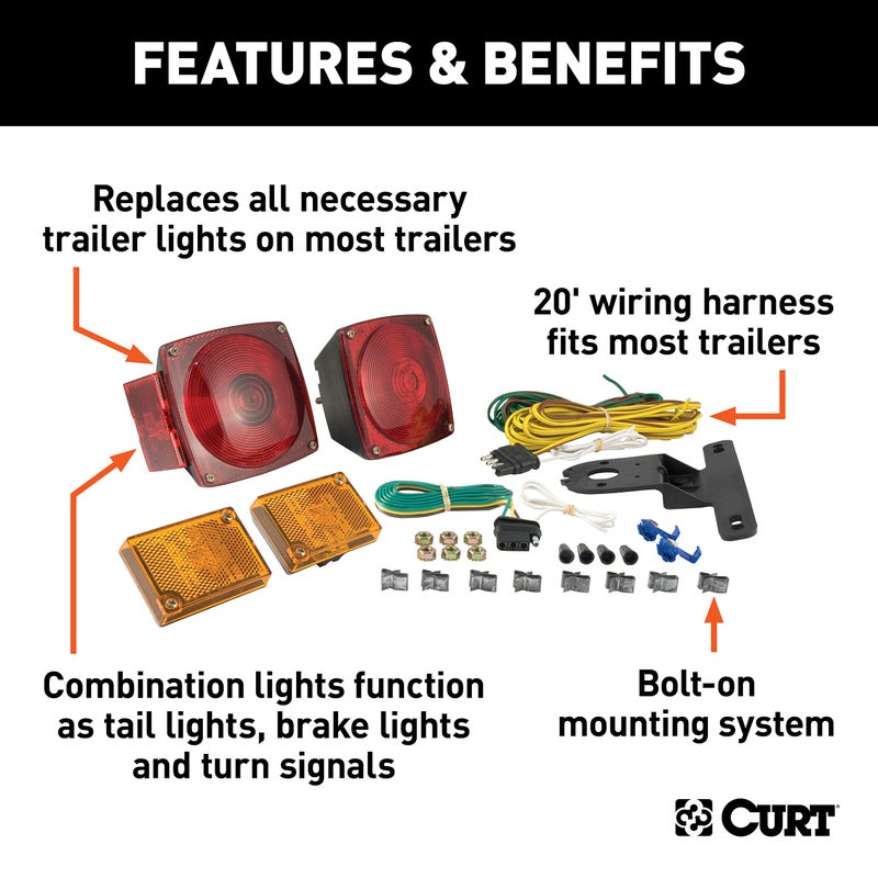 CURT 53540 Replacement Trailer Light Kit, Combination Lamps, Side Markers, Wiring - Image 3